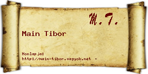 Main Tibor névjegykártya